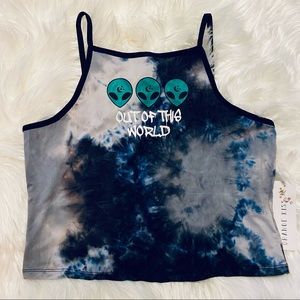 NWT Orange Kiss Tie Dye “Out of The World” Alien Halter Top